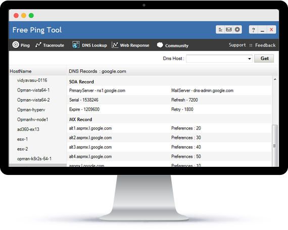 DNS Lookup - ManageEngine Free Tools